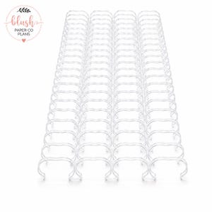 May include: A stack of clear, plastic binding coils. The coils are arranged in neat rows, with a curved design. The image includes a logo with the text "blush PAPER CO PLANS".