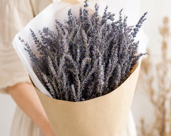 Gedroogde lavendel, 100 stengels natuurlijke gedroogde lavendelbloemen, boerderij geteelde lavendel decor, bruiloft tafel decor, housewarming cadeau voor haar