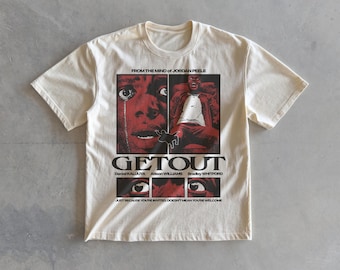 GET OUT | Movie T-Shirt | Flim T-Shirt | Heavyweight Oversized | Drop Shoulder Streetwear Tee | Vintage Style