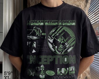 Inception / Maglietta del film / Maglietta del film / Nolan / Sogno / Maglietta streetwear con spalle scese / Stile vintage