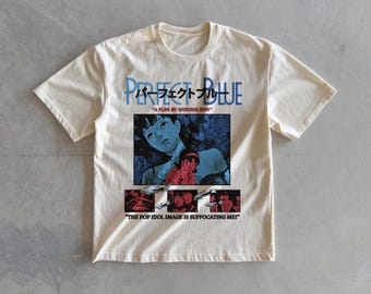 Blue Anime T-Shirt | Satoshi Kon Film, Oversized Streetwear Tee
