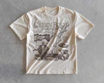 Green Book / T-shirt da film / T-shirt da film / Pesante oversize / T-shirt streetwear con spalle scese / Stile vintage