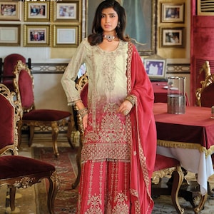 Pakistani Heavy embroidered Sharara outfit for weddings and Festivals