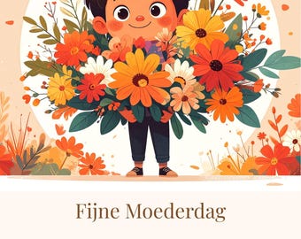 Moederdagkaart Canva Bewerkbaar Jongen En Meisje Digitaal Download Printbaar