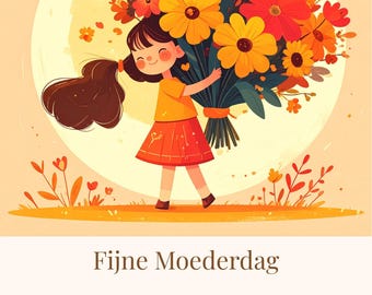 Moederdagkaart Meisje Canva Bewerkbaar Digitaal Download Printbaar