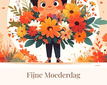 Moederdagkaart Jongen Canva Bewerkbaar Digitaal Download Printbaar