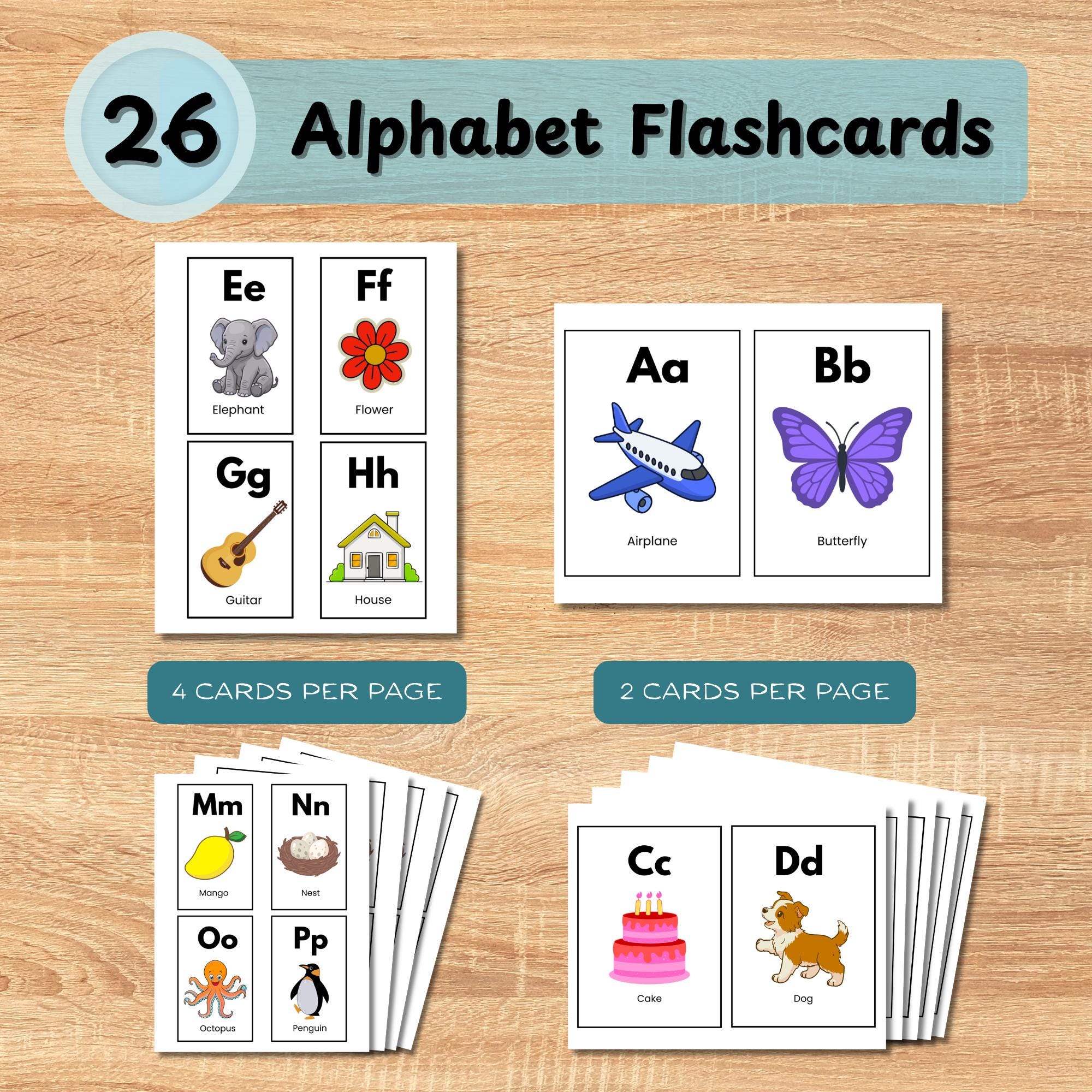 Alphabet Flashcards Printable | A-Z Flash Cards | ABC Learning for ...