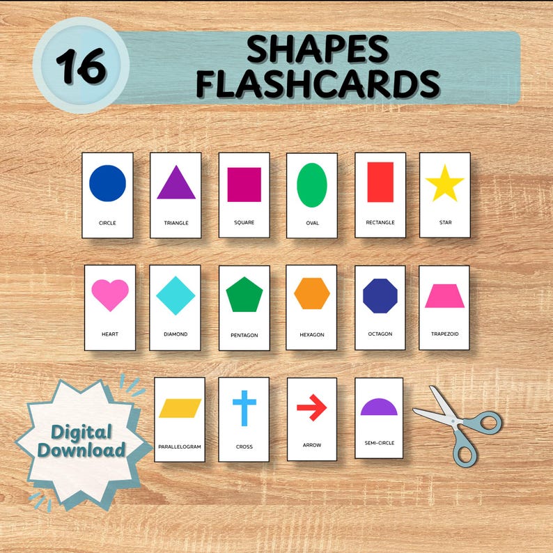 Shapes Flashcards | Printable Shapes Cards | Toddler Preschool Learning ...