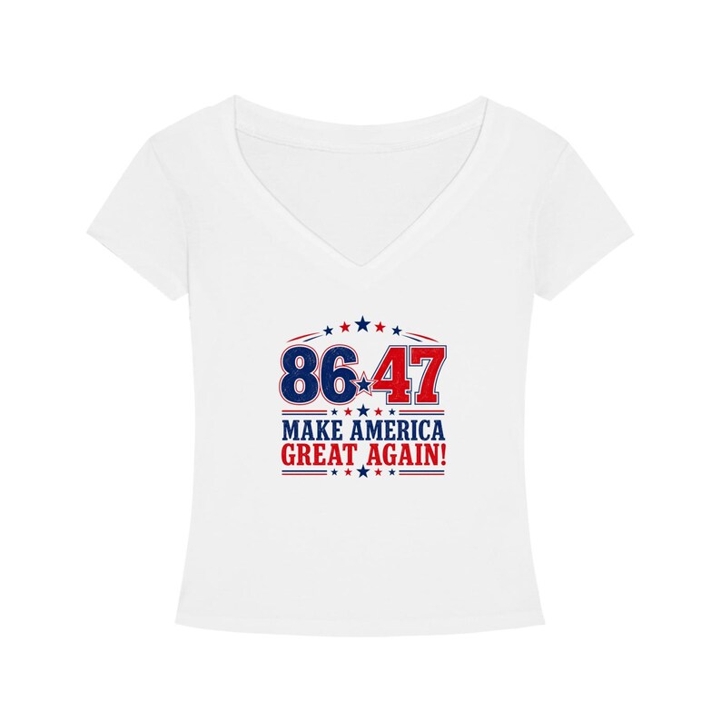 Women's Red White and Blue Snarky Political Tencel Slim Fit V-Neck T-Shirt image 1