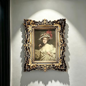 Dikke barokke gouden fotolijst, gebeeldhouwde rand acanthusrol, wanddecoratie tafel (10 x 15 cm foto)