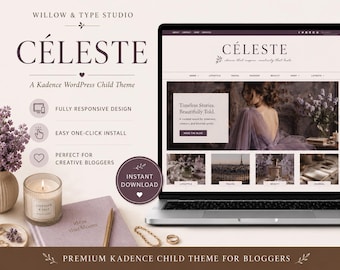 Céleste Kadence Child Theme - Lavendel Pflaume WordPress Blogger Template (Digitaler Download)