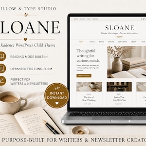 Thème WordPress pour écrivains | Thème enfant Kadence pour écrivains, blogueurs et newsletters | Mode lecture intégré | Sloane
