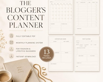 Blog Content Planner für Blogger | Monatlicher Blog-Planer PDF | Inhalt Kalender | Affiliate-Tracker | Canva Kalender