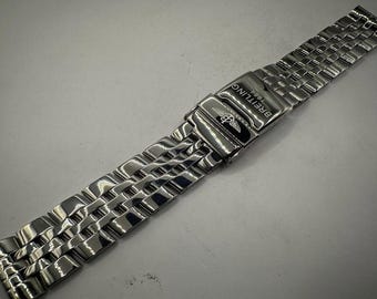 Breitling Strap Bracelet Watch Band 20mm 22mm Handmade Crafted Engraved in our workshop