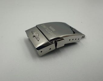 For 20mm Breitling Silver Polished Deployment Clasp For Breitling Watch Band Strap Handmade