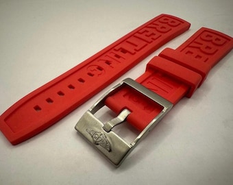 Breitling Rubber Strap Red Watch Band Buckle 22mm