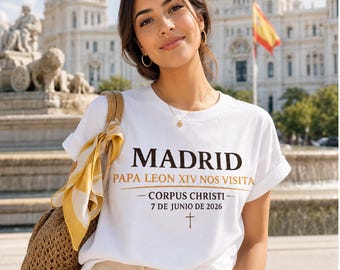 Madrid Visita Papa Leon XIV  Camiseta conmemorativa  Corpus Christi 7 de Junio 2026