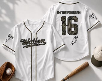 Morgan Wallen I'm The Problem Baseball Jersey Shirt, Wallen 16 Camo Baseball Jersey, Country Concert Fan Gift, Custom Sports Jersey