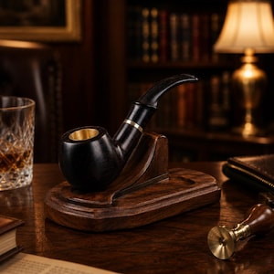 Handmade Wooden Tobacco Pipe with Metal Bowl Insert, Solid Hardwood Smoking Pipe, 8–9mm Filter Pipe Gift for Men