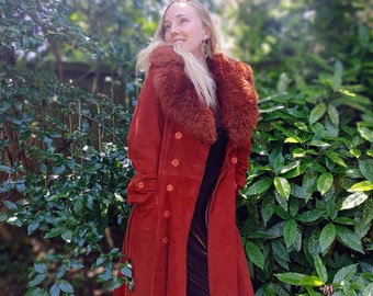 Burnt Orange Shearling Coat - Etsy