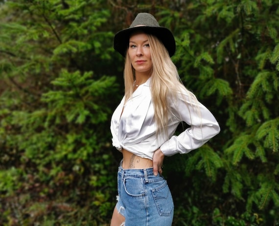 1980s ivory satin blouse