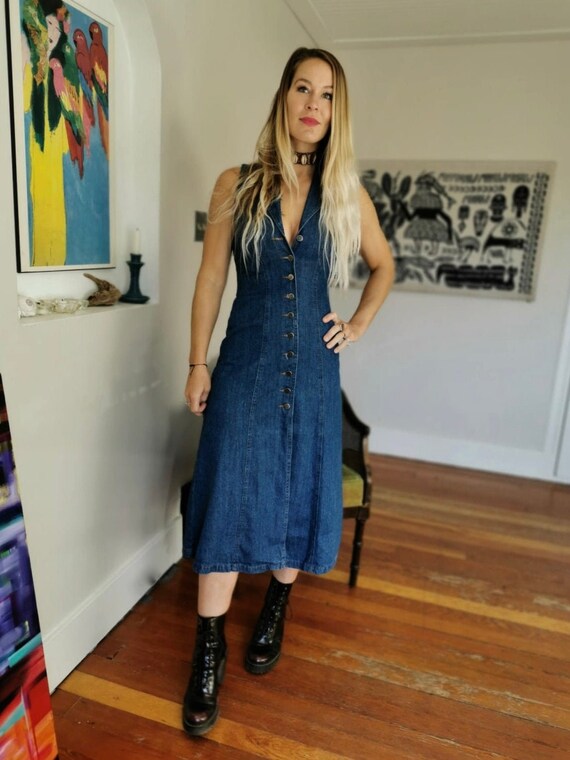 Button down denim dress