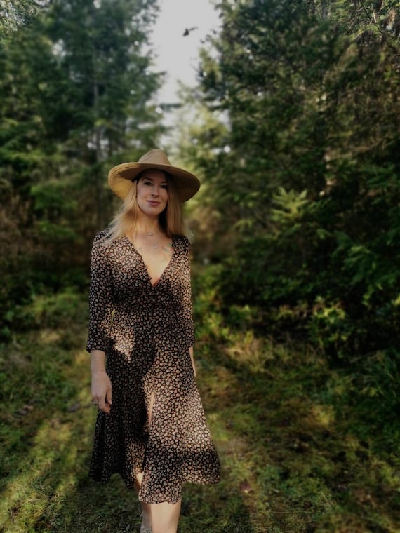 Sheer 1990s floral print dress