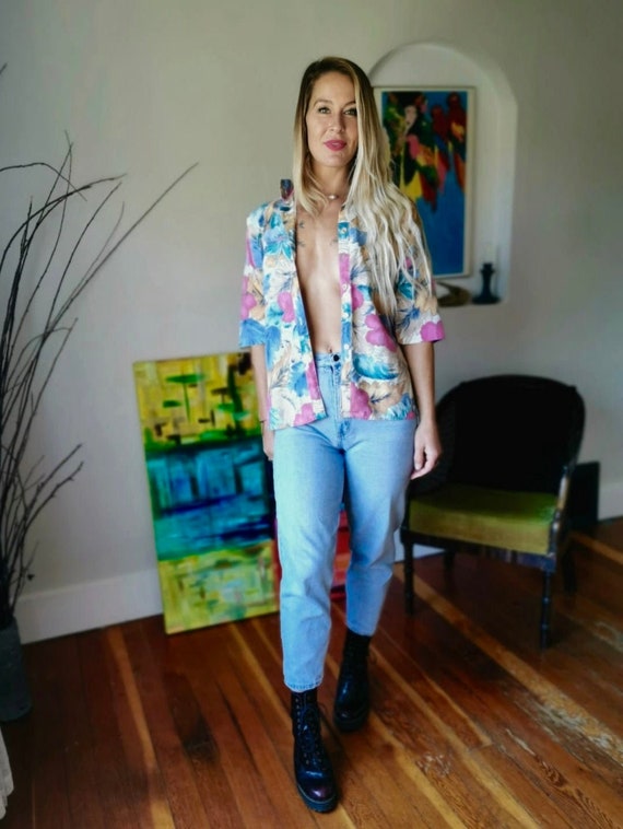 1980s floral tropical shirt
