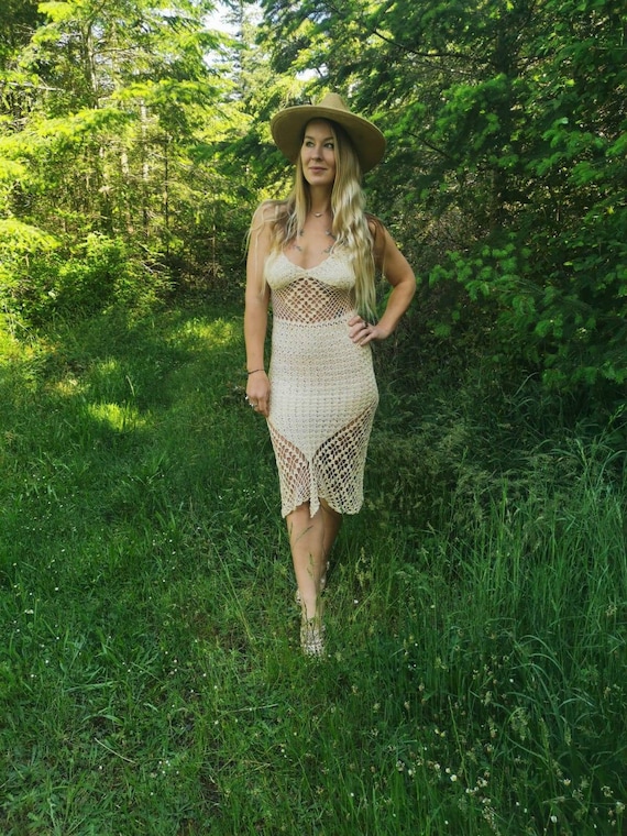 Handmade 1970s crochet dress
