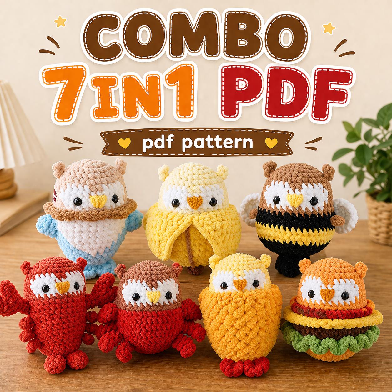 30 Crochet Owl Patterns: Creative, Delightful, and Adorable Finds 3 7-in-1 Owl Crochet Pattern PDF