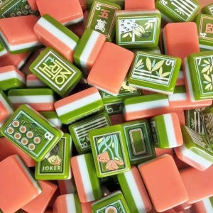 Fichas acrílicas de mahjong para el Día de la Madre, juego de mahjong americano floral, fichas de mahjong boutique rosa y verde, regalo para mamá, coleccionable