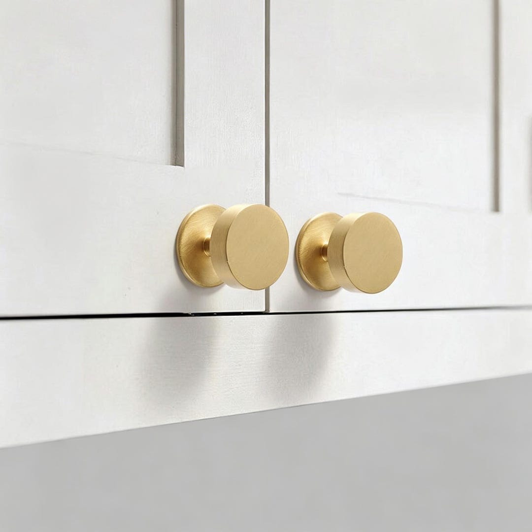 Solid Brass Drawer Knob, Mid Century Modern Cabinet Pull, Minimalist ...