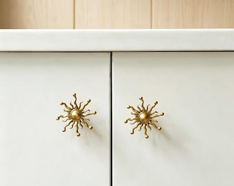 Brass Sun Cabinet Knob | Boho Drawer Pull | Bohemian Furniture Handle | Celestial Home Decor