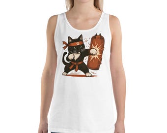 Kickboxing Cat Tank Top | Funny Martial Arts Shirt | Backfist Bettys Collection