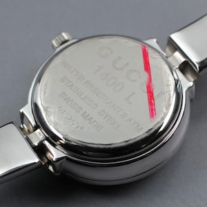 Vintage [Near Mint] Gucci 1400L Silver Black 25mm Women's Quartz Watch JP U671 image 4