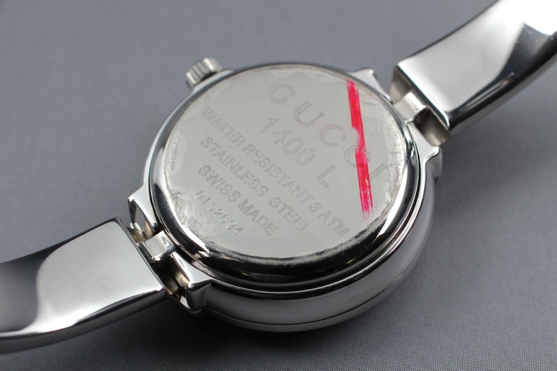 Vintage [Near Mint] Gucci 1400L Silver Black 25mm Women's Quartz Watch JP U671 image 4