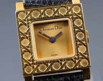 Christian Dior D60-159 La Parisienne Gold Square Women's Qz Watch JP U801 [Exc+5 ]