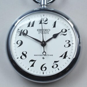 Near Mint in Box Seiko Precision 6110-0010 Railway Hand Winding Pocket Watch #85 image 2