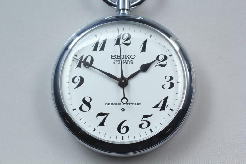 Near Mint in Box Seiko Precision 6110-0010 Railway Hand Winding Pocket Watch #85 image 2