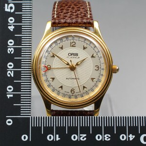 Exc+5 in Case Oris Pointer Date 7403-40B Gold 34mm Men's Automatic Watch U714 image 8