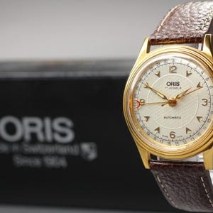Exc+5 in Case Oris Pointer Date 7403-40B Gold 34mm Men's Automatic Watch U714 image 2