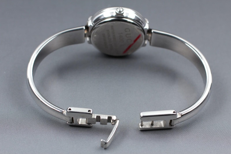 Vintage [Near Mint] Gucci 1400L Silver Black 25mm Women's Quartz Watch JP U671 image 9
