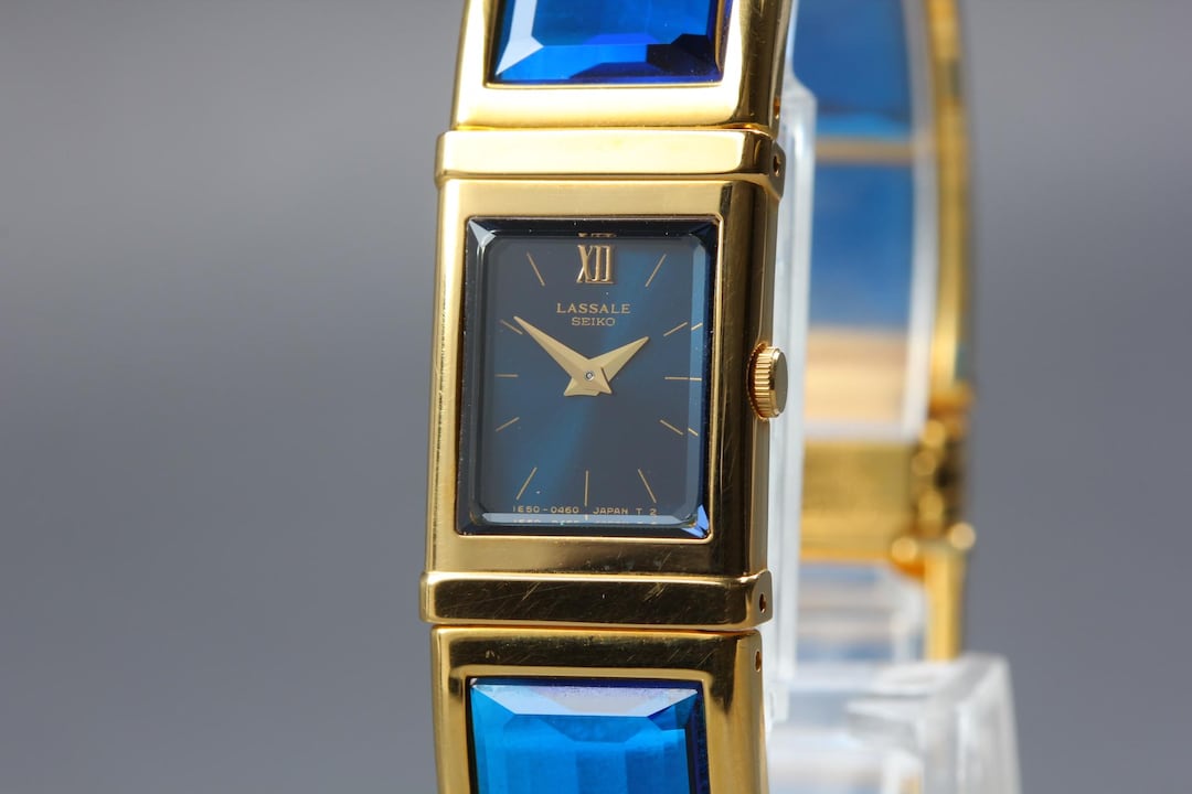 Vintage 1985 [N Mint] Seiko Lassale 1E50-525A Blue 15mm Women's Qz