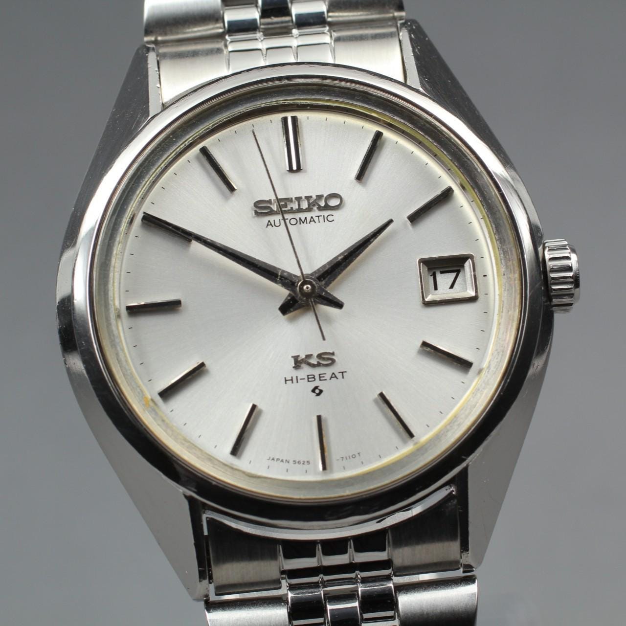 Near Mint Vintage King Seiko 5625-7110 KS Hi-beat Silver Men's AT