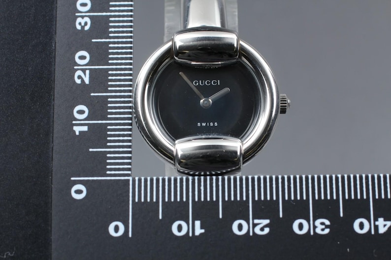 Vintage [Near Mint] Gucci 1400L Silver Black 25mm Women's Quartz Watch JP U671 image 11