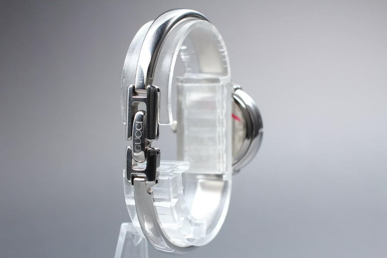 Vintage [Near Mint] Gucci 1400L Silver Black 25mm Women's Quartz Watch JP U671 image 8