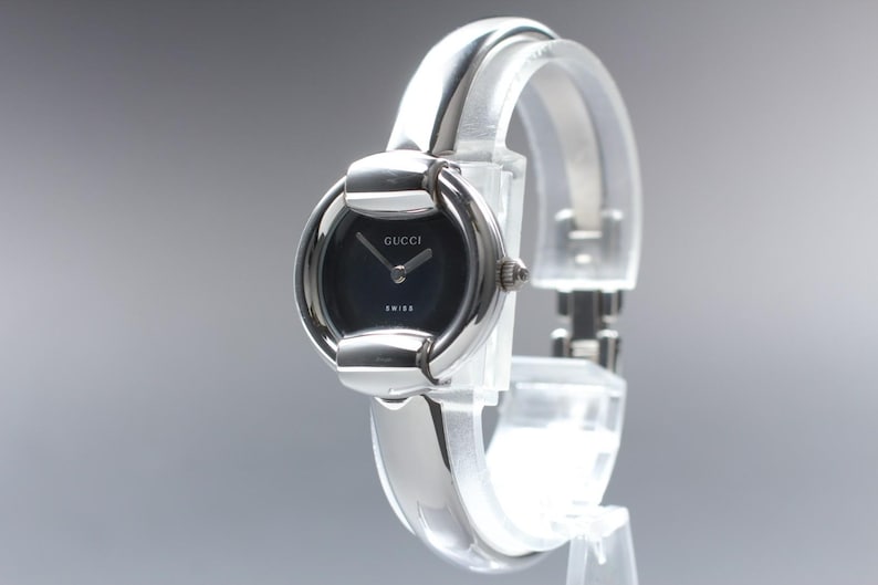 Vintage [Near Mint] Gucci 1400L Silver Black 25mm Women's Quartz Watch JP U671 image 7
