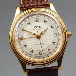 Exc+5 in Case Oris Pointer Date 7403-40B Gold 34mm Men's Automatic Watch U714 image 1