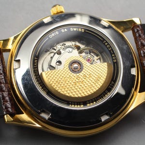Exc+5 in Case Oris Pointer Date 7403-40B Gold 34mm Men's Automatic Watch U714 image 5