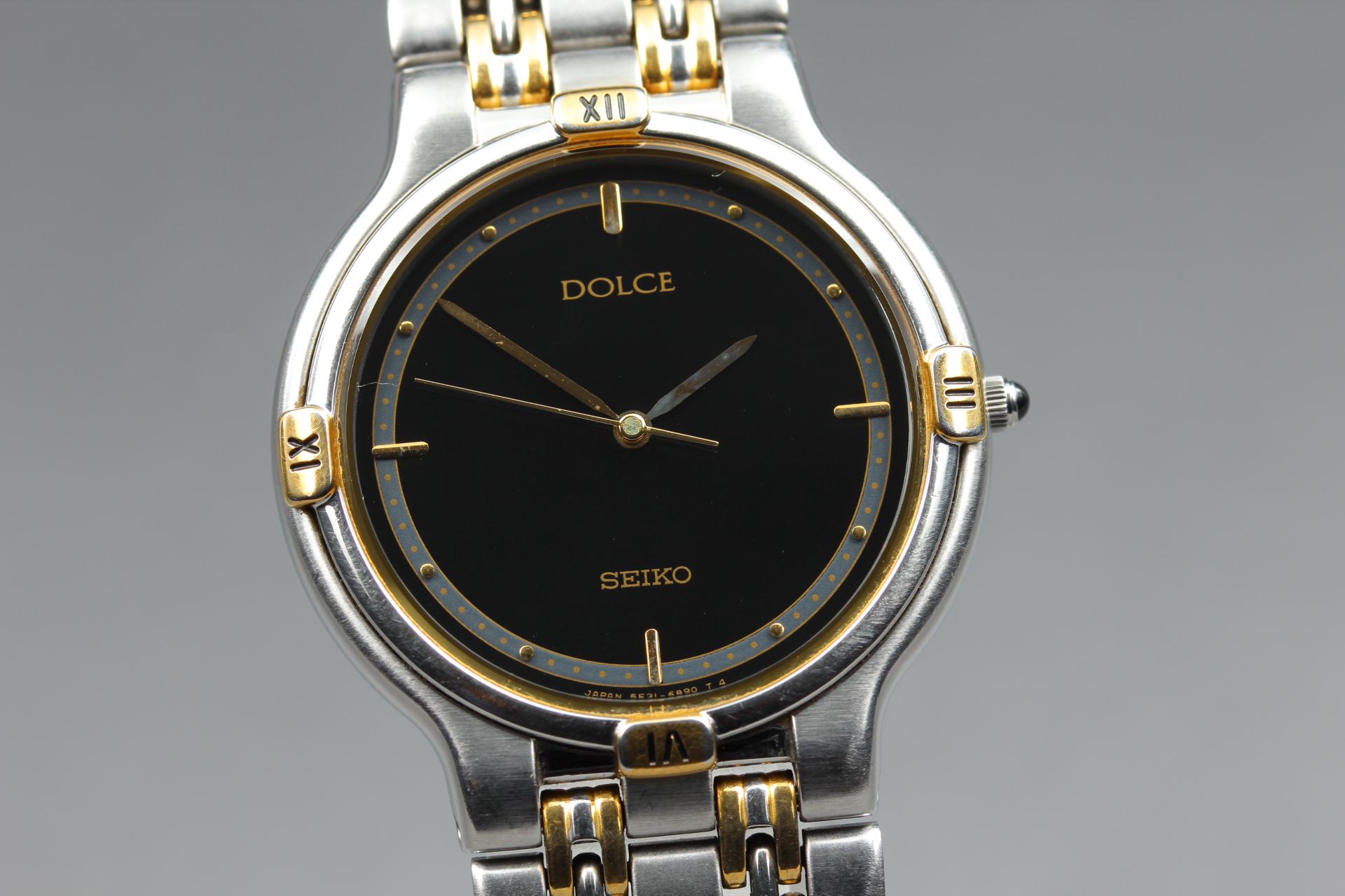 Vintage 1991 Seiko Dolce 5E31-6C00 Black Dial 33mm Men's Qz Watch